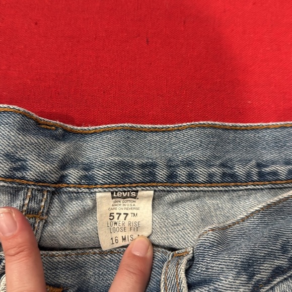 Levi's Blue Jean Shorts with Distressed Frayed Hem - Picture 4 of 4